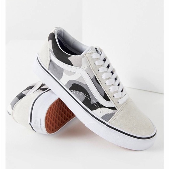 camo vans slip on grey